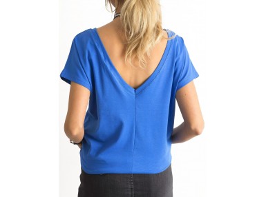 T-shirt avec un décolleté dans le dos - bleu foncé