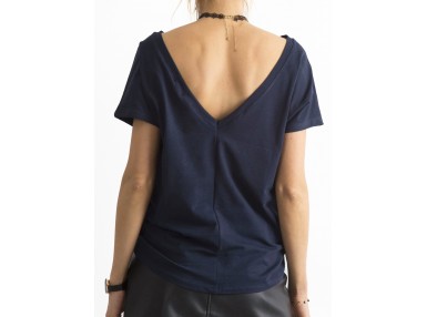 T-shirt avec un décolleté dans le dos - bleu marine
