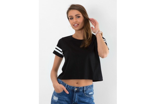 T-shirt court en coton - noir
