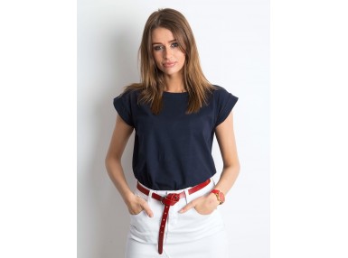 T-shirt à encolure ronde - bleu marine