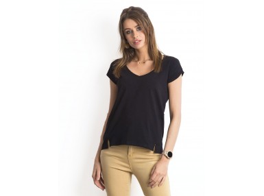 T-shirt à col en V - noir