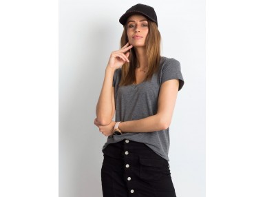 T-shirt à col en V - gris foncé