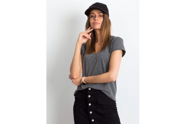 T-shirt à col en V - gris foncé