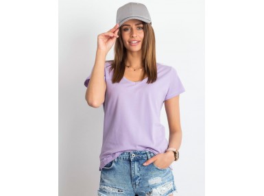 T-shirt à col V - violet clair