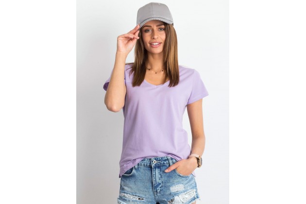 T-shirt à col V - violet clair
