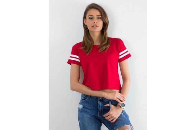T-shirt court en coton - rouge