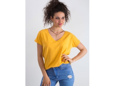 T-shirt moulant à col V - orange vif
