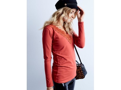 T-shirt en dentelle - orange foncé