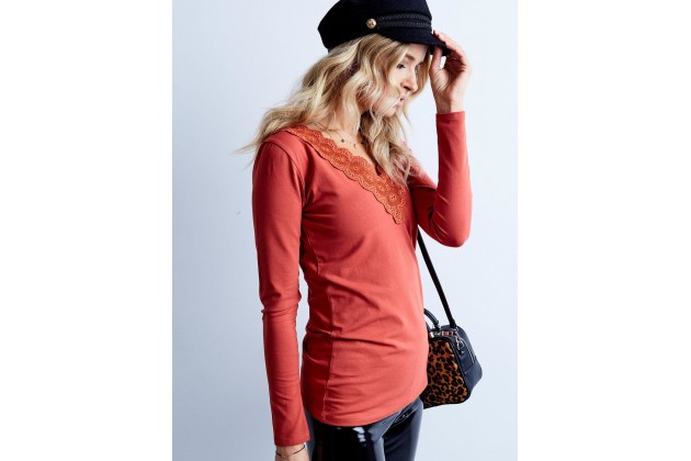 T-shirt en dentelle - orange foncé