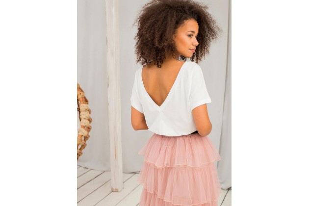T-shirt avec un décolleté dans le dos - blanc