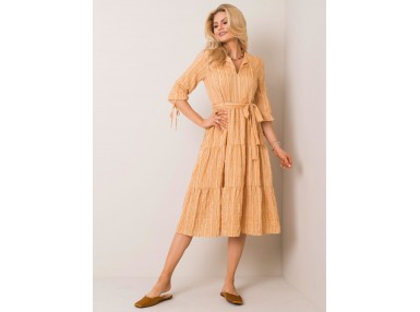 Robe longue en coton - jaune foncé