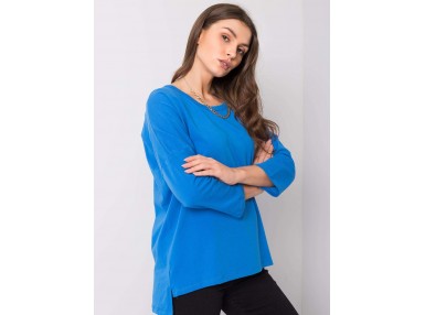 T-shirt en coton col V - bleu foncé