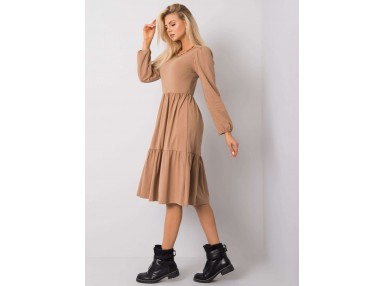 Robe longue en coton - camel