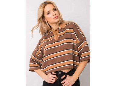 Sweat -shirt à encolure ronde et imprimé - marron