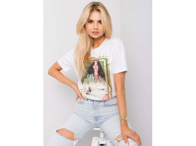 T-shirt à encolure ronde et imprimé - blanc