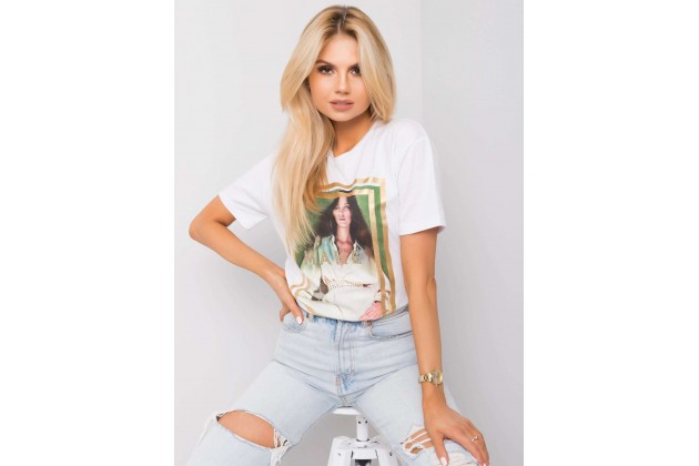 T-shirt à encolure ronde et imprimé - blanc