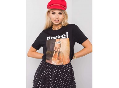T-shirt à encolure ronde et imprimé - noir