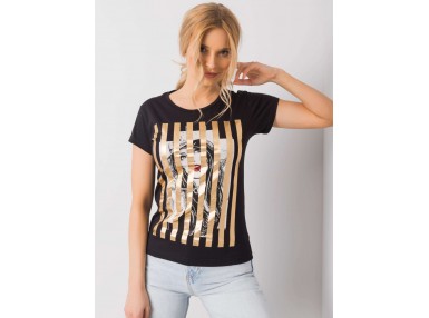 T-shirt à encolure ronde et imprimé - noir