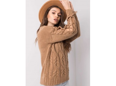 Pull en maille torsadée - camel
