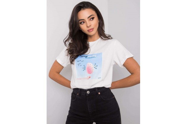 T-shirt à encolure ronde et imprimé - blanc