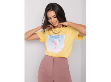 T-shirt à encolure ronde et imprimé - jaune