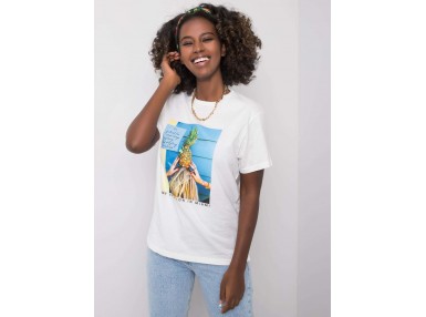 T-shirt à encolure ronde et imprimé - blanc