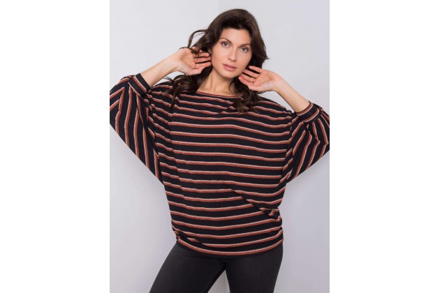 T-shirt rayé - noir et beige