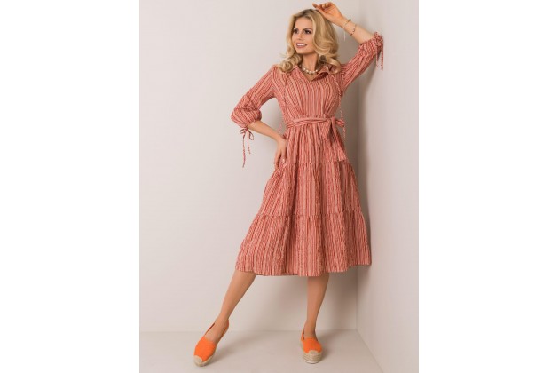 Robe longue en coton - marron clair