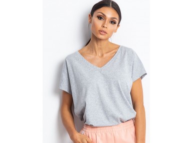 T-shirt à col V - gris