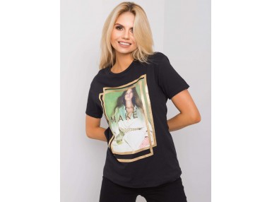 T-shirt à encolure ronde et imprimé - noir