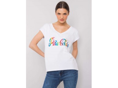 T-shirt en coton pour femme avec un imprimé - blanc