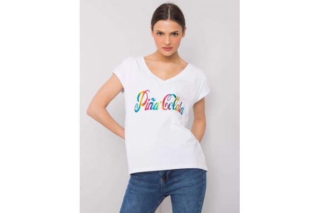 T-shirt en coton pour femme avec un imprimé - blanc