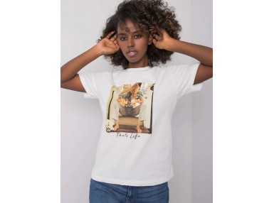 T-shirt à encolure ronde et imprimé - blanc