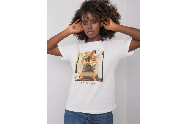 T-shirt à encolure ronde et imprimé - blanc