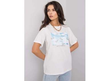 T-shirt à encolure ronde et imprimé - blanc