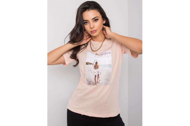 T-shirt doux à encolure ronde - saumon