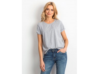 T-shirt à col V - gris
