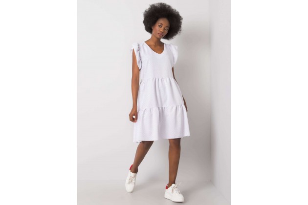 Robe courte avec volants étagés - blanche