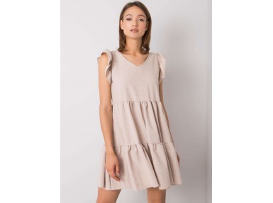 Robe courte avec volants étagés - beige