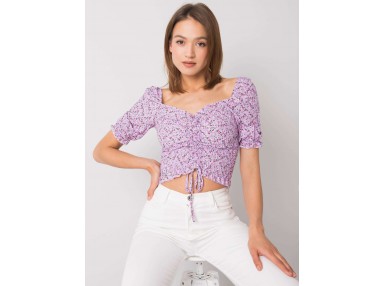 Top d'été froissé à imprimé petites fleurs - violet