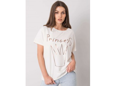 T-shirt blanc en coton pour femme avec un imprimé -écru