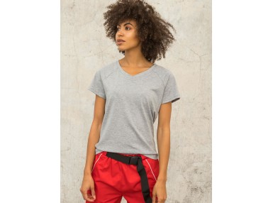 T-shirt à col V - gris