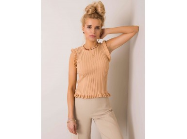 T-shirt côtelé - camel