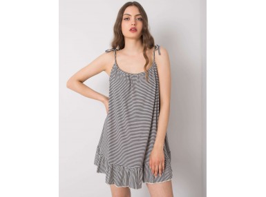 Robe d'été à bretelles et imprimé - noire et blanche