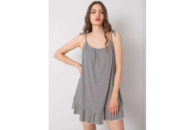 Robe d'été à bretelles et imprimé - noire et blanche