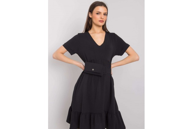 Robe courte femme avec sac - noire