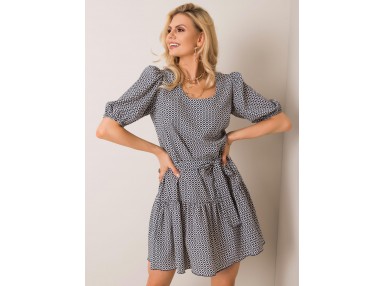 Robe courte femme à imprimé - blanche et bleu marine