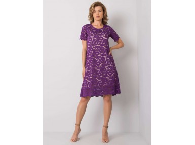 Robe courte brodée - violet foncé