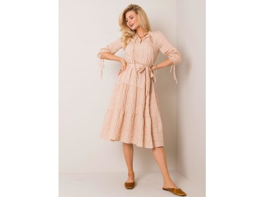 Robe longue en coton - beige