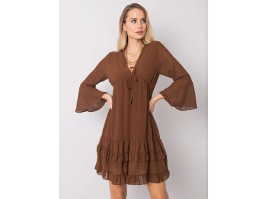 Robe babydoll courte  - marron